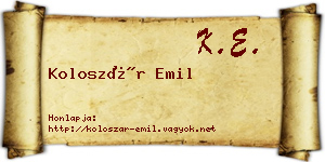 Koloszár Emil névjegykártya
