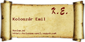 Koloszár Emil névjegykártya