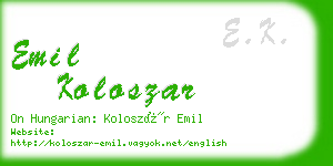 emil koloszar business card